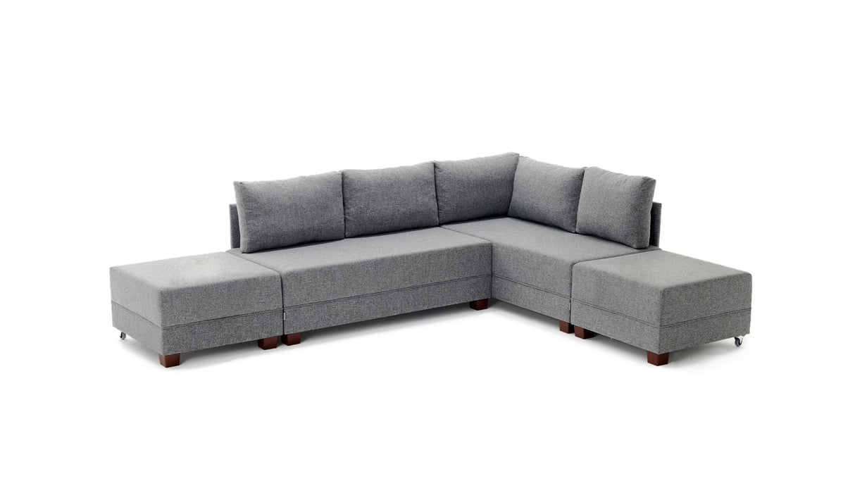 Sofá cama tela gris - XXL 280 x 210 - Derecha - Fly