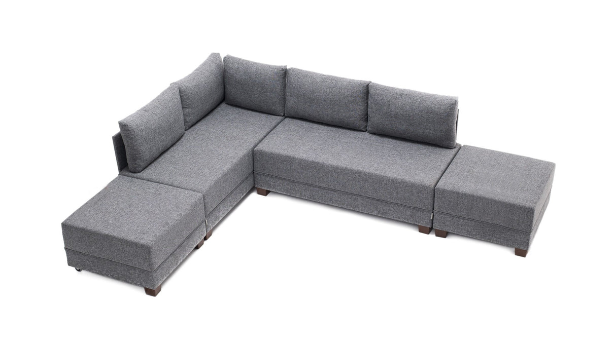 Sofá cama tela gris - XXL 280 x 210 - Izquierdo - Fly