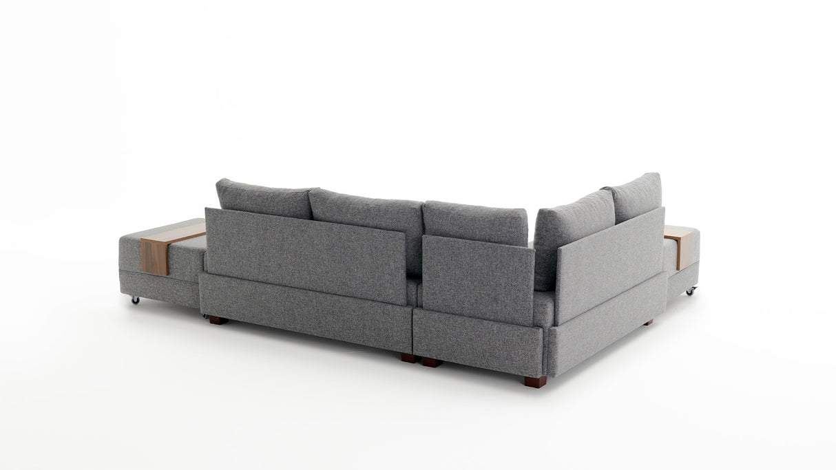 Sofá cama tela gris - XXL 280 x 210 - Izquierdo - Fly