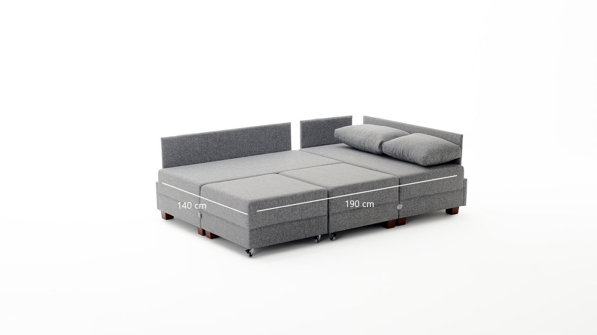 Sofá cama tela gris - XXL 280 x 210 - Izquierdo - Fly