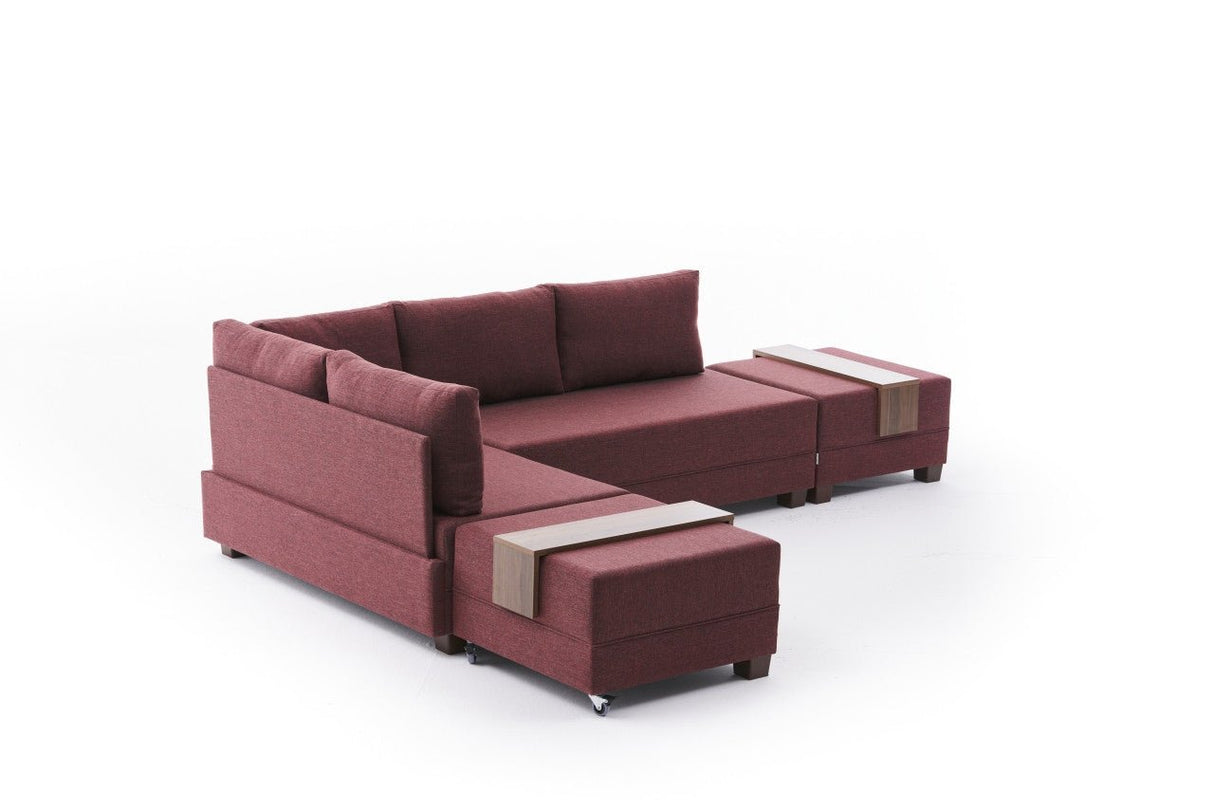 Sofá cama tela rojo - XXL 280 x 210 - Izquierdo - Fly