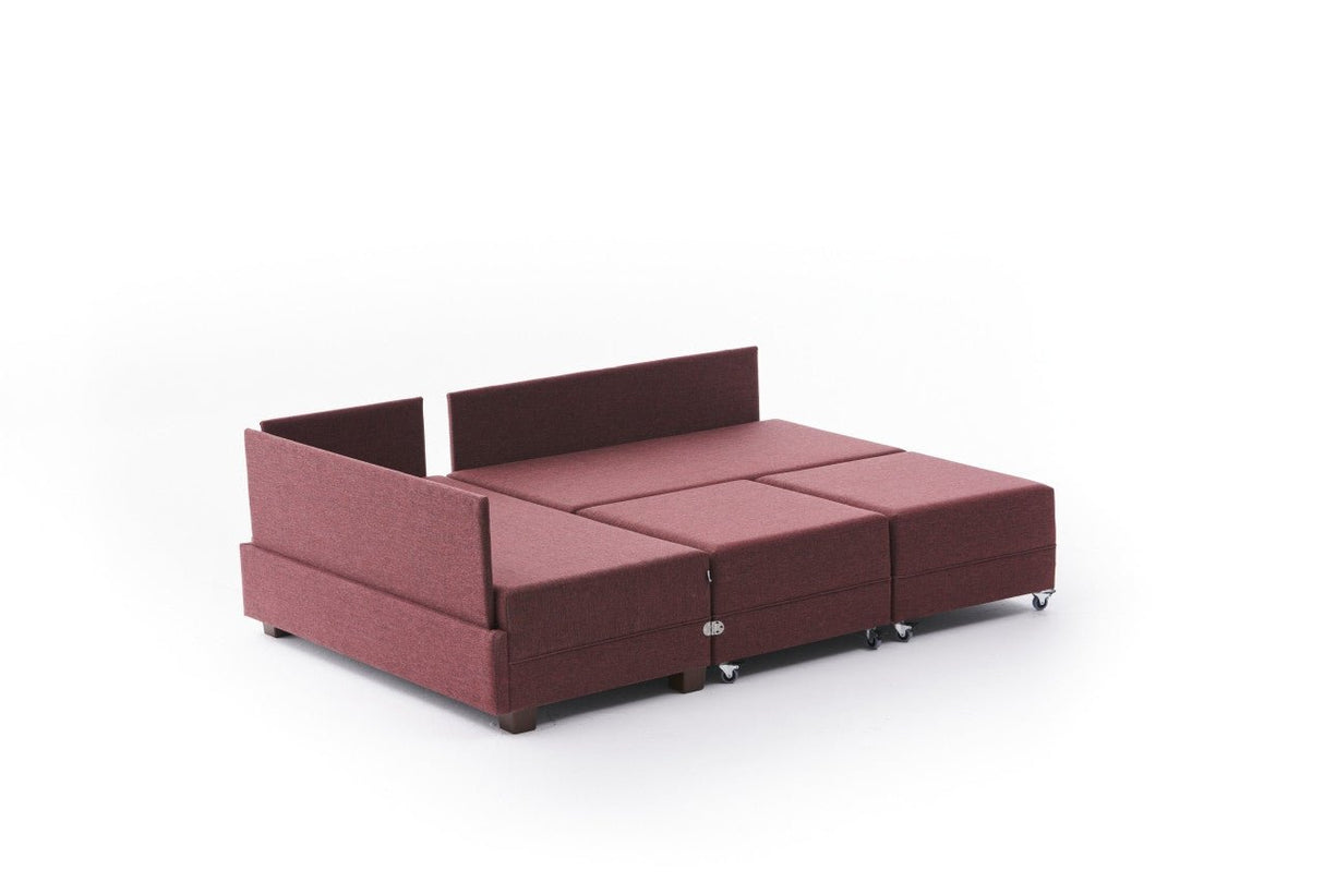Sofá cama tela rojo - XXL 280 x 210 - Izquierdo - Fly