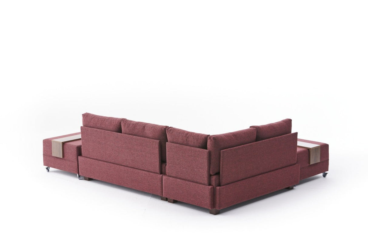 Sofá cama tela rojo - XXL 280 x 210 - Izquierdo - Fly