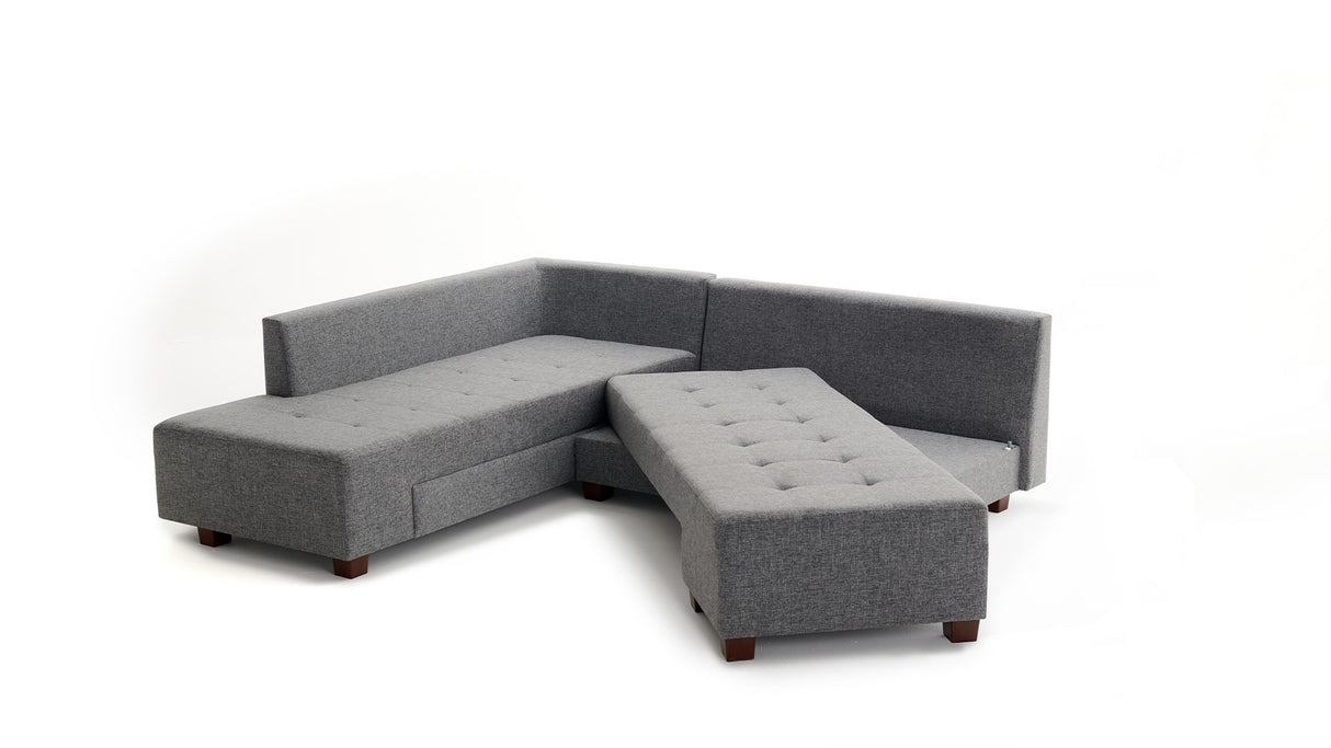 Sofá cama tela gris - XL 280x206 cm - con ruedas - Izquierdo - Manama