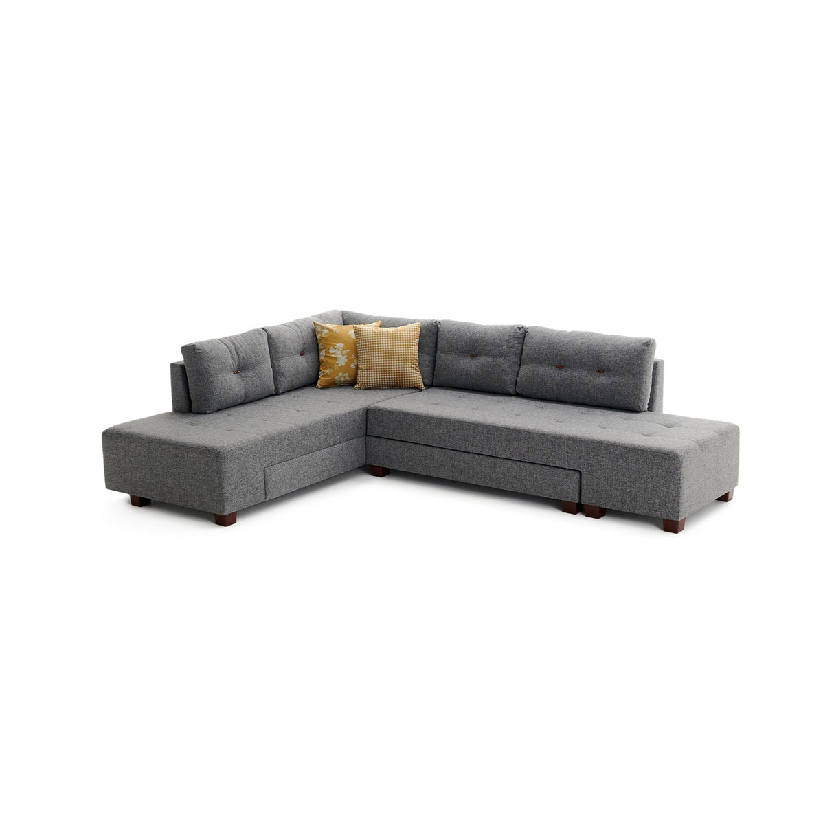 Sofá cama tela gris - XL 280x206 cm - con ruedas - Izquierdo - Manama