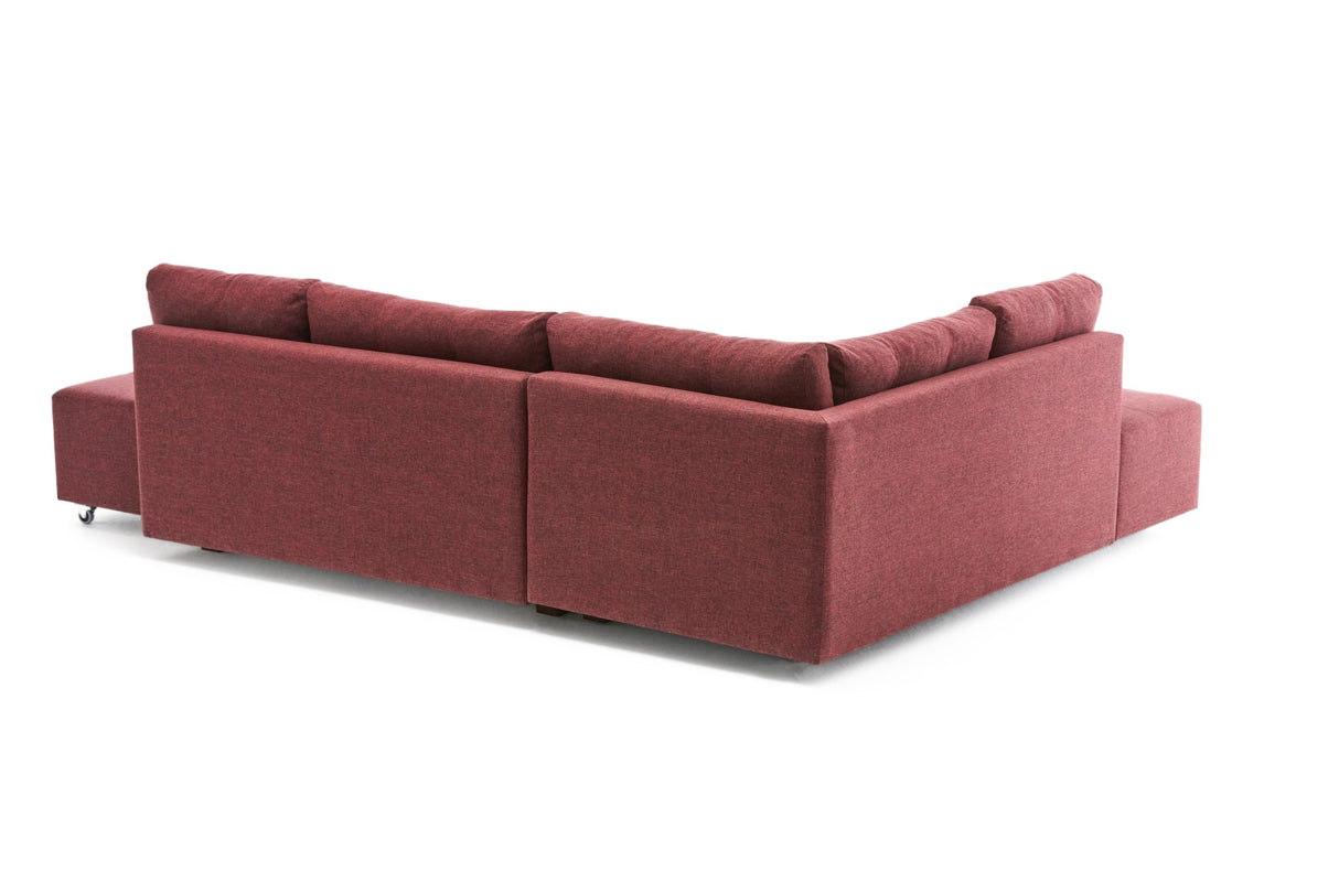 Sofá cama tela rojo - XL 280x206 cm - con ruedas - Izquierdo - Manama