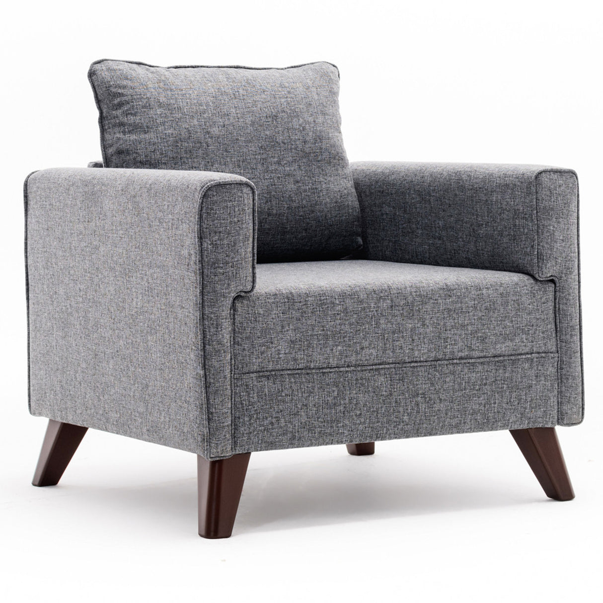 Fauteuils - Landelijke fauteuil Grijs melange geweven stof Bella - Dimehouse