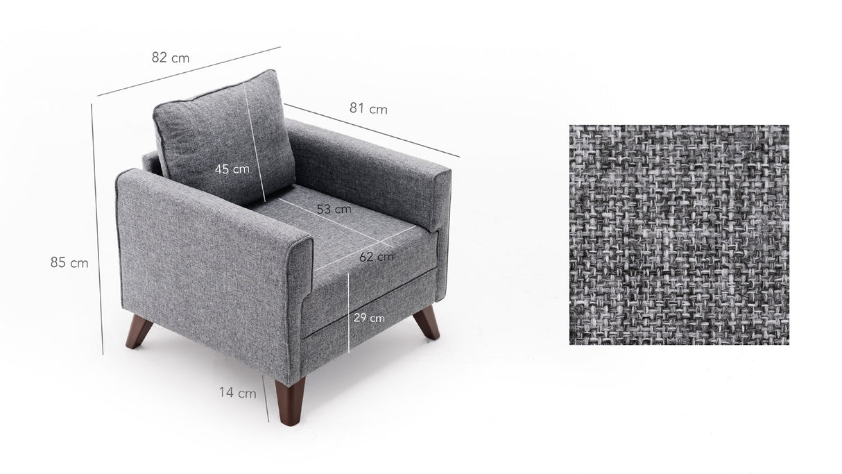 Fauteuils - Landelijke fauteuil Grijs melange geweven stof Bella - Dimehouse
