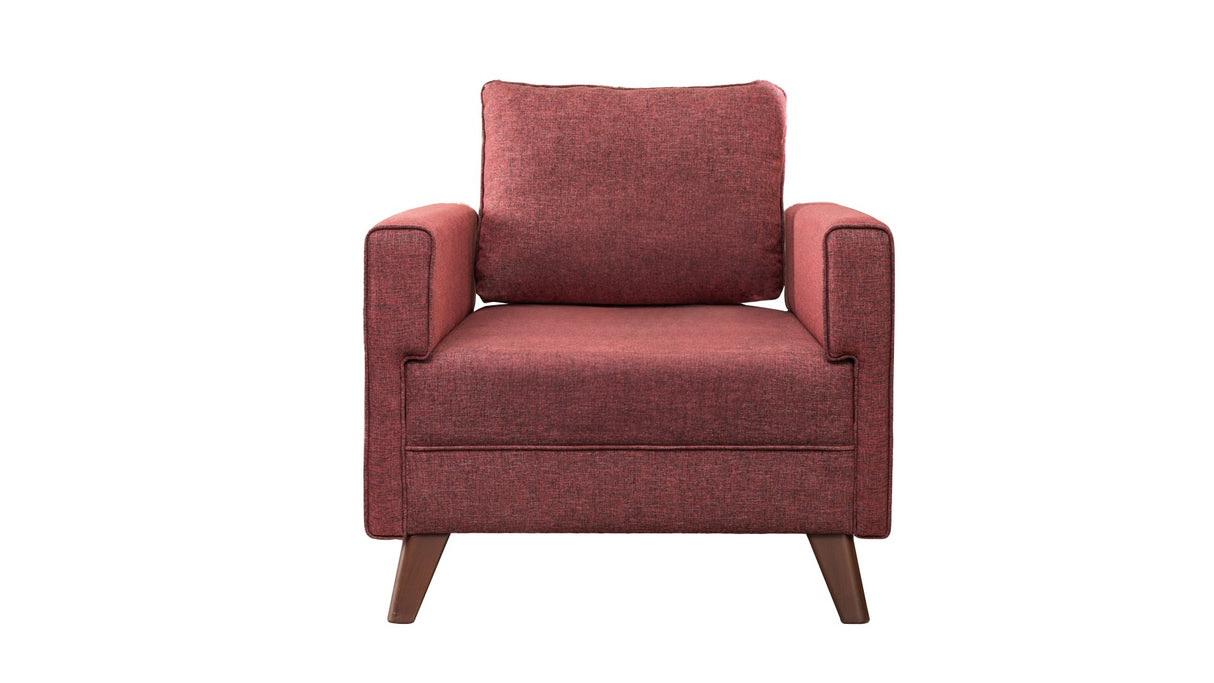 Fauteuils - Landelijke fauteuil Bordeauxrood melange geweven stof Bella - Dimehouse