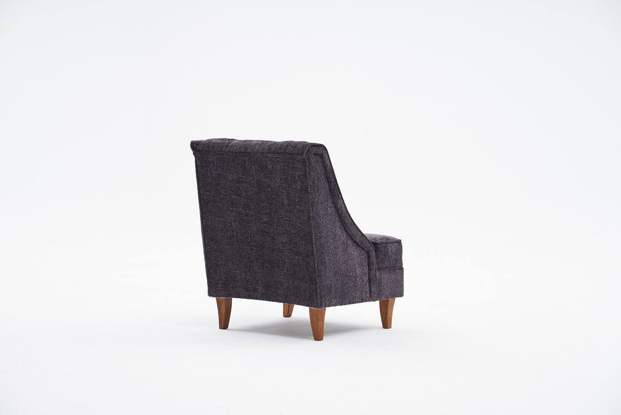 Fauteuils - Fauteuil antraciet chenille stof landelijk klassiek Ella - Dimehouse