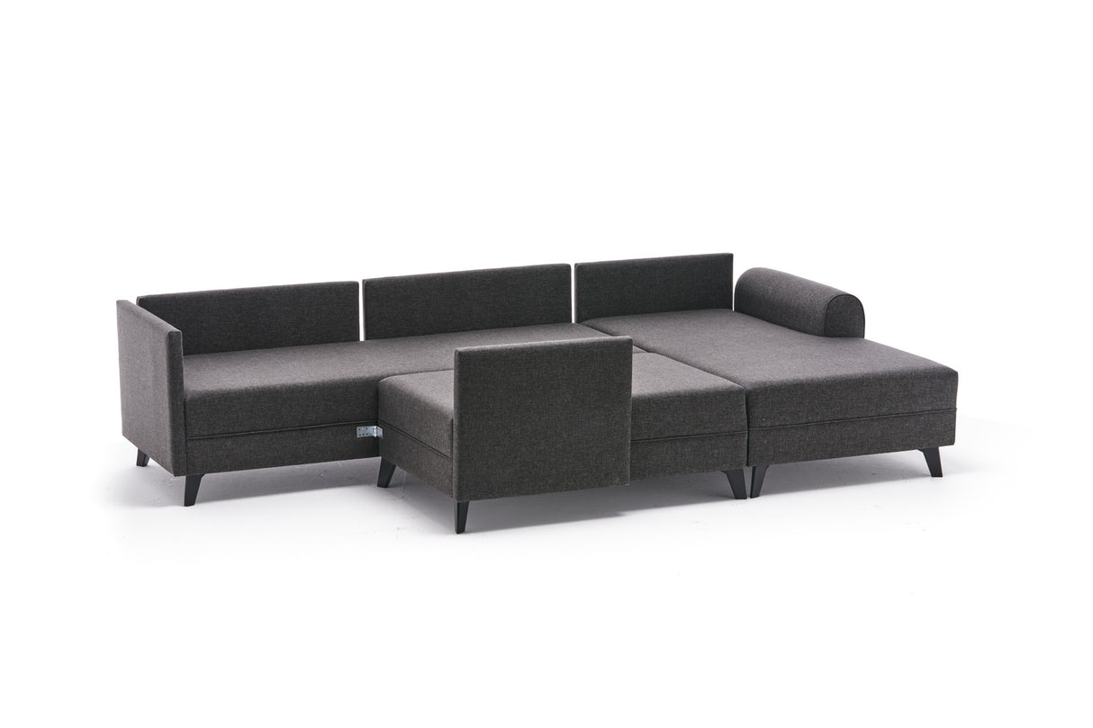 Banken - Slaapbank Antraciet stof - U - bank - XXL 300x202x152cm - Belen - Dimehouse