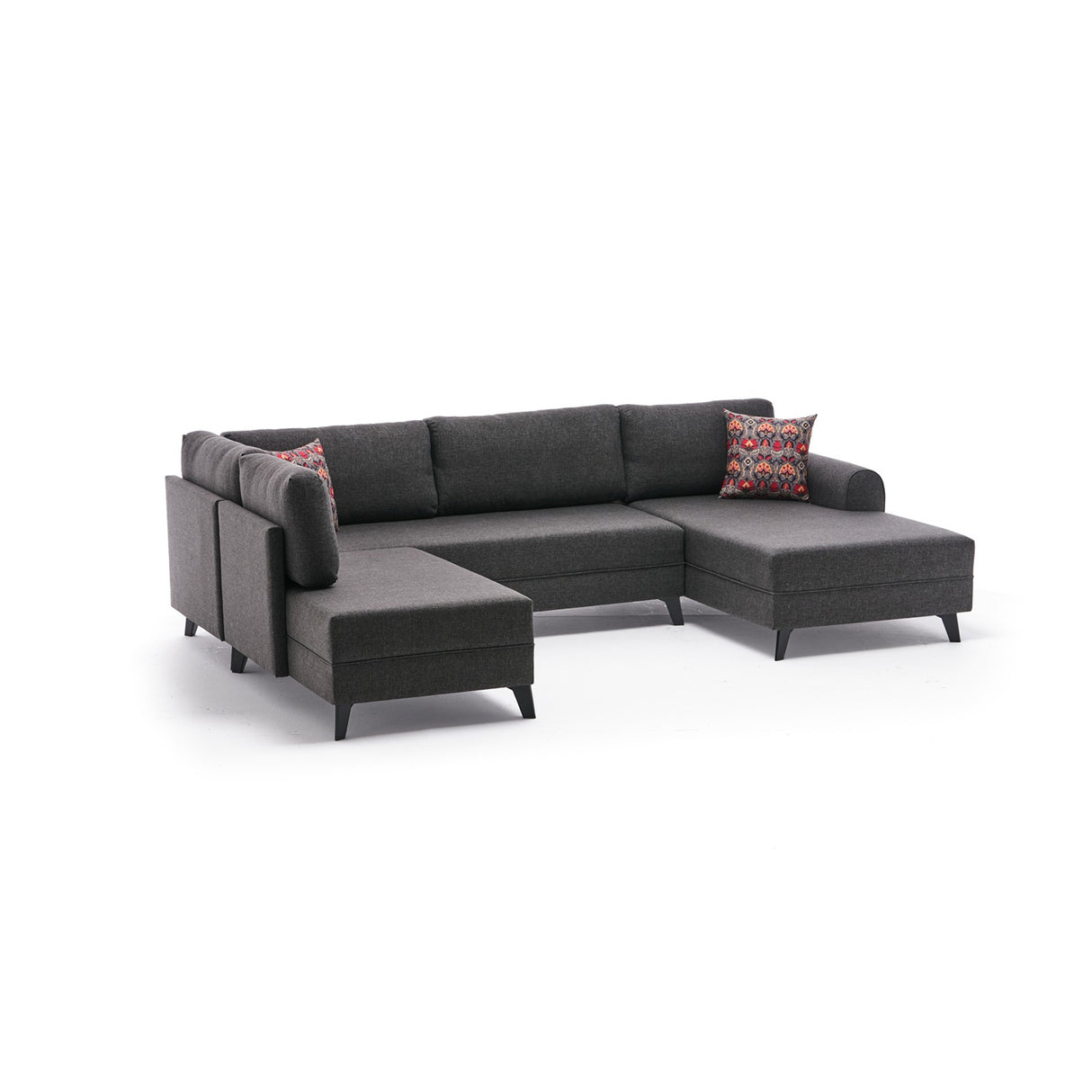 Banken - Slaapbank Antraciet stof - U - bank - XXL 300x202x152cm - Belen - Dimehouse