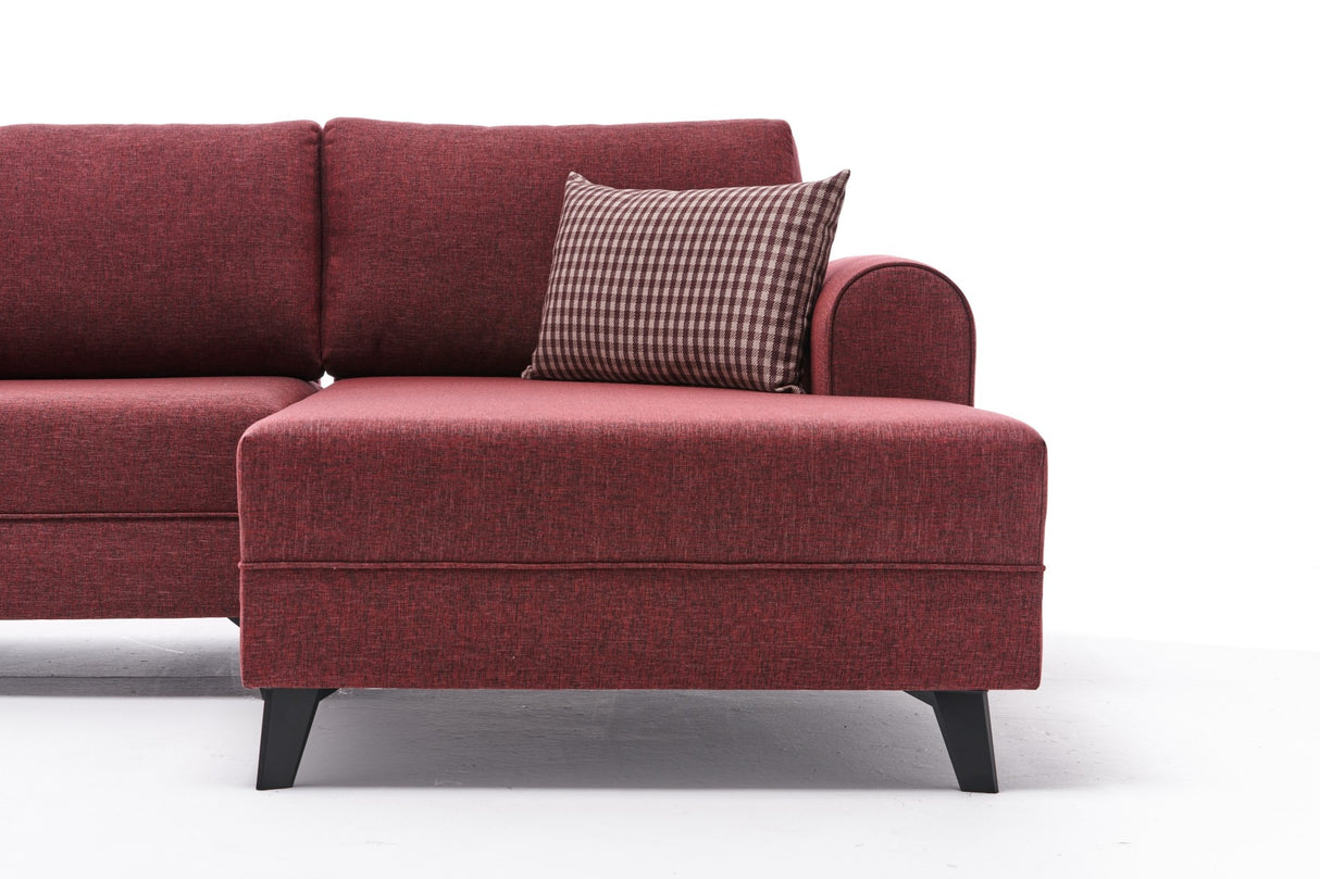 Banken - Slaapbank Rood stof - U - bank - XXL 300x202x152cm - Belen - Dimehouse