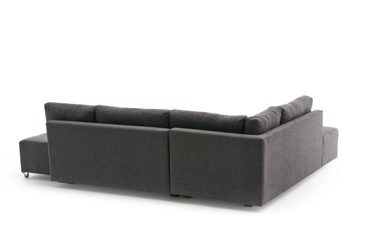 Sofá cama tela antracita - XL 280x206 cm - con ruedas - Izquierdo - Manama