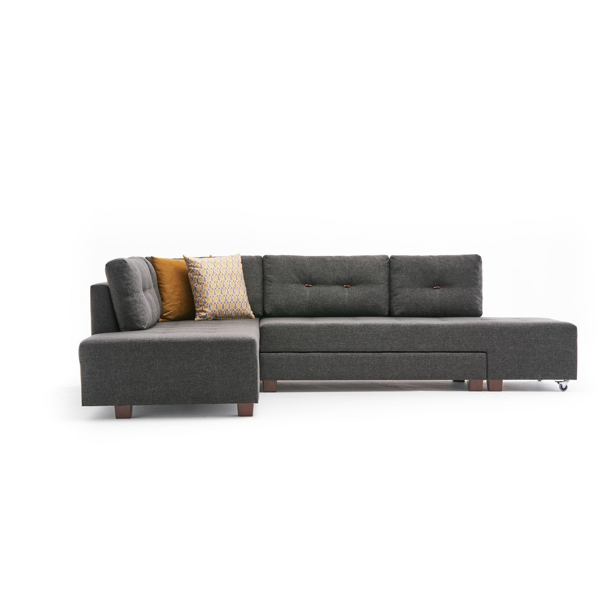 Sofá cama tela antracita - XL 280x206 cm - con ruedas - Izquierdo - Manama
