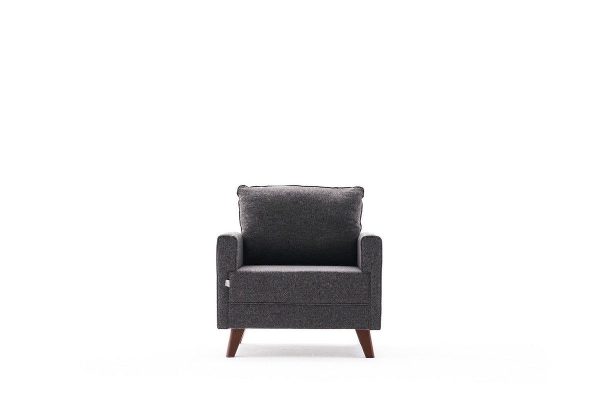 Fauteuils - Landelijke fauteuil Antraciet melange geweven Stof Bella - Dimehouse