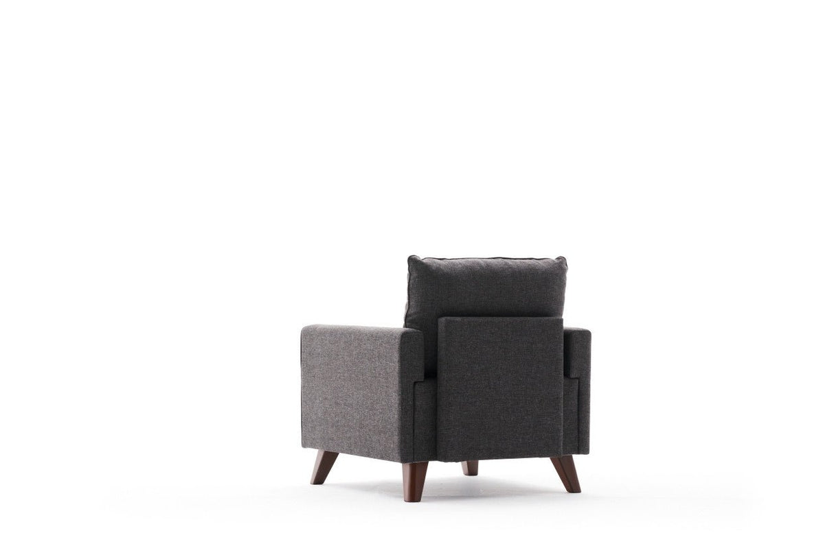 Fauteuils - Landelijke fauteuil Antraciet melange geweven Stof Bella - Dimehouse