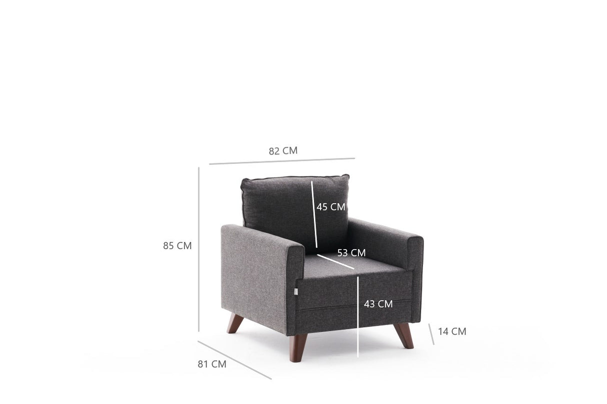 Fauteuils - Landelijke fauteuil Antraciet melange geweven Stof Bella - Dimehouse