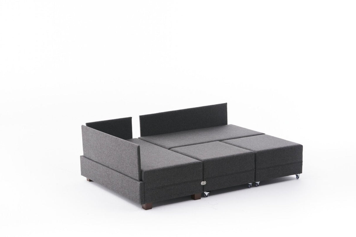 Sofá cama tela antracita - XXL 280 x 210 - Izquierdo - Fly