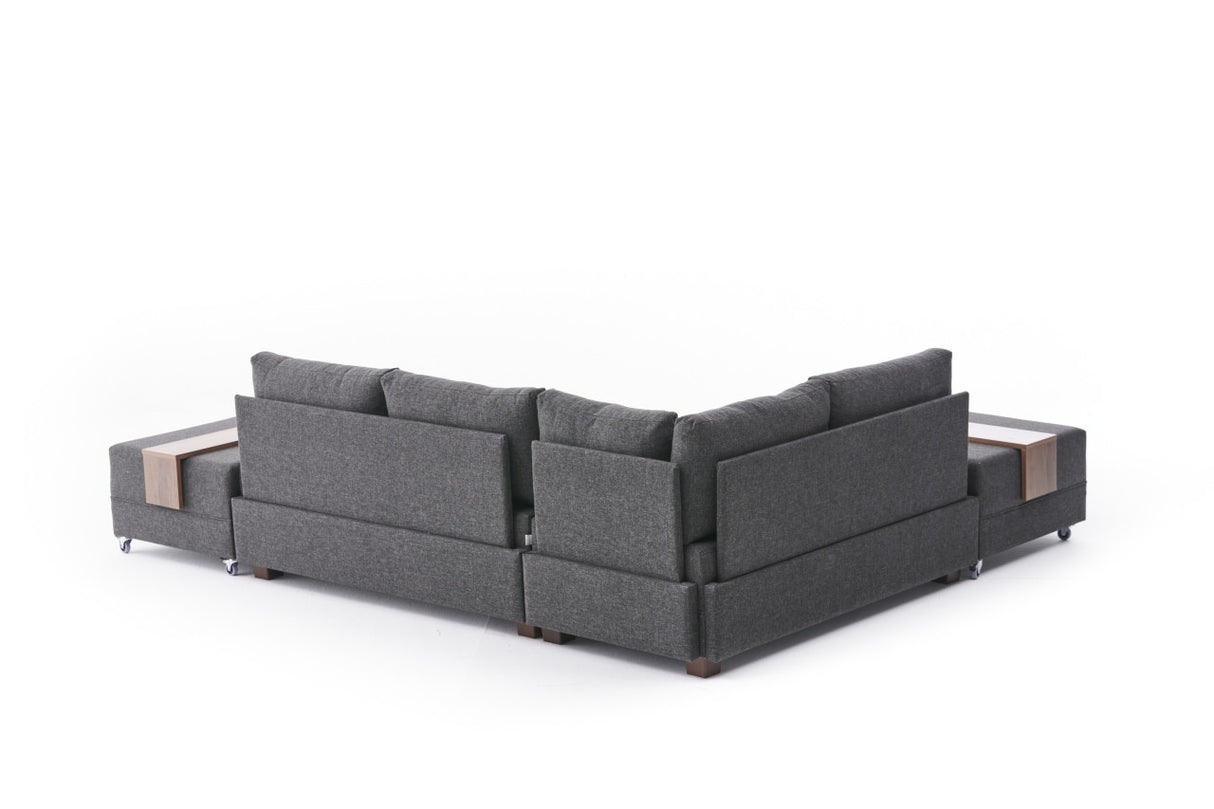 Sofá cama tela antracita - XXL 280 x 210 - Izquierdo - Fly