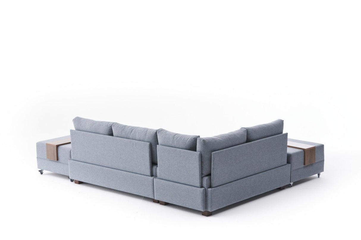 Sofá cama tela azul - XXL 280 x 210 - Izquierdo - Fly