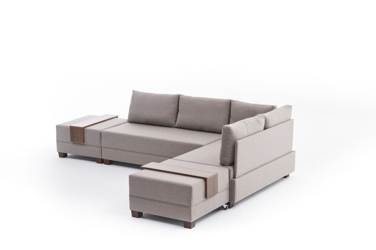 Sofá cama tela champagne - XXL 280 x 210 - Derecha - Fly