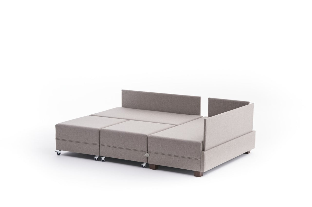 Sofá cama tela champagne - XXL 280 x 210 - Derecha - Fly