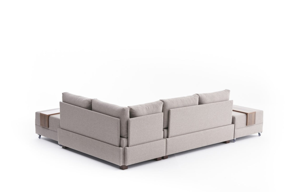 Sofá cama tela champagne - XXL 280 x 210 - Derecha - Fly