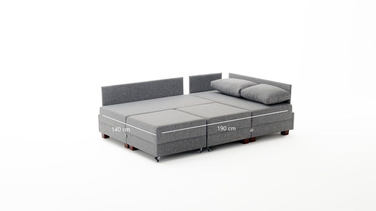 Sofá cama tela champagne - XXL 280 x 210 - Izquierdo - Fly