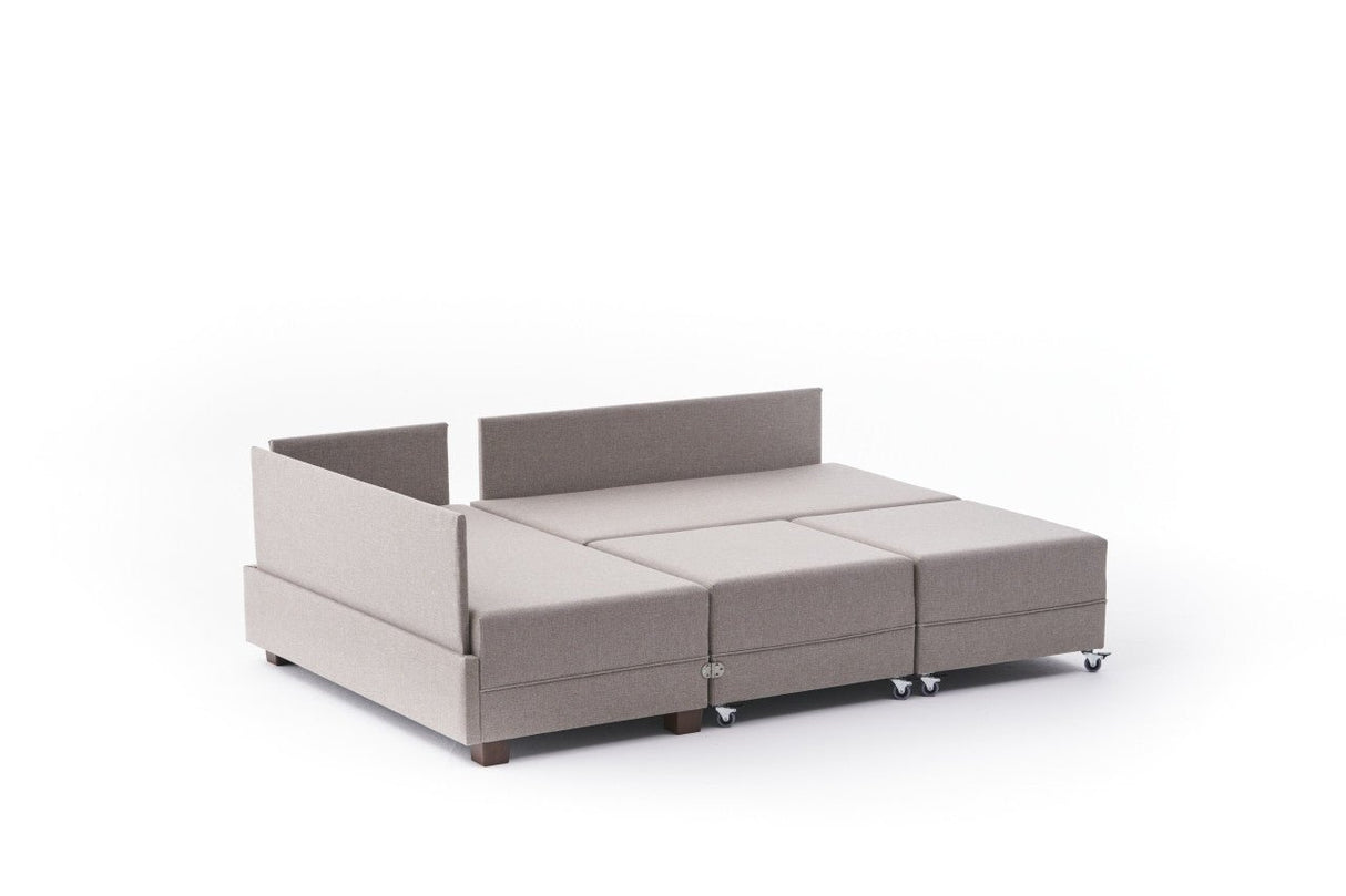 Sofá cama tela champagne - XXL 280 x 210 - Izquierdo - Fly