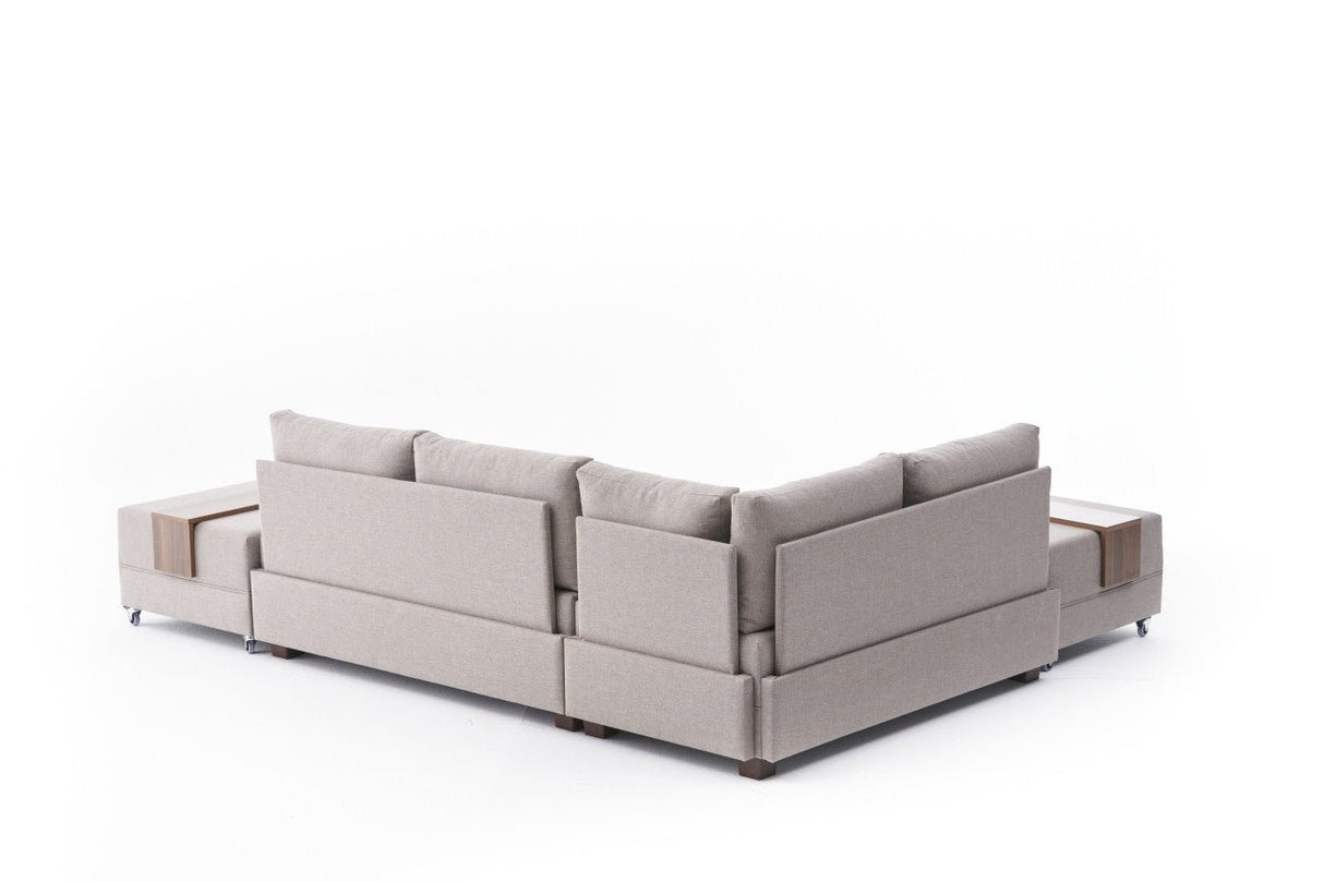 Sofá cama tela champagne - XXL 280 x 210 - Izquierdo - Fly