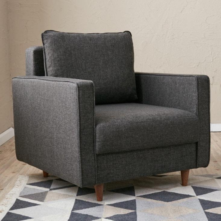 Fauteuils - Modern landelijke fauteuil antraciet stof Eva - Dimehouse