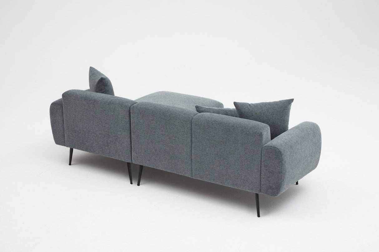 Banken - Hoekbank antraciet stof - Hoge slanke poten - massief binnenwerk - 252 x 155 cm - Side - Dimehouse
