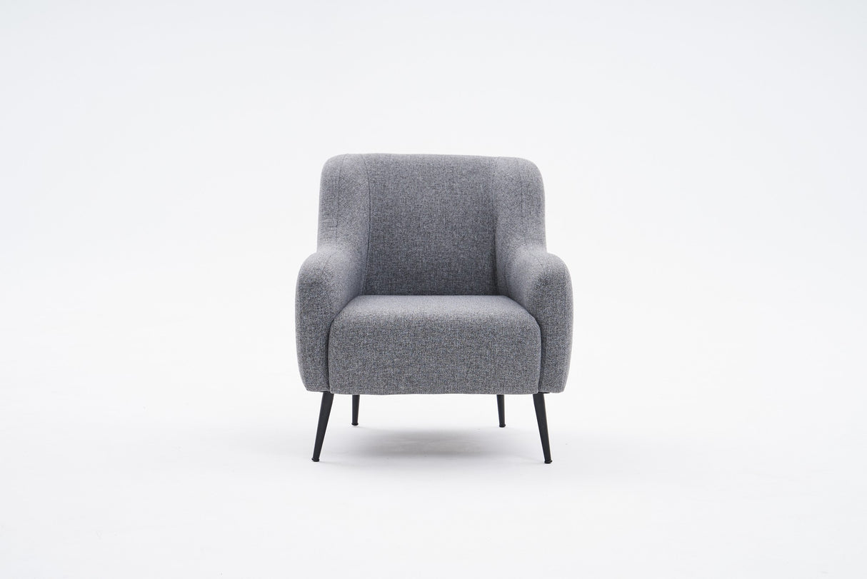 Sillón moderno de tela de lino gris con pata alta Revos