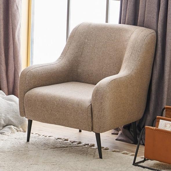 Sillón moderno tejido lino Taupe con pata alta Revos