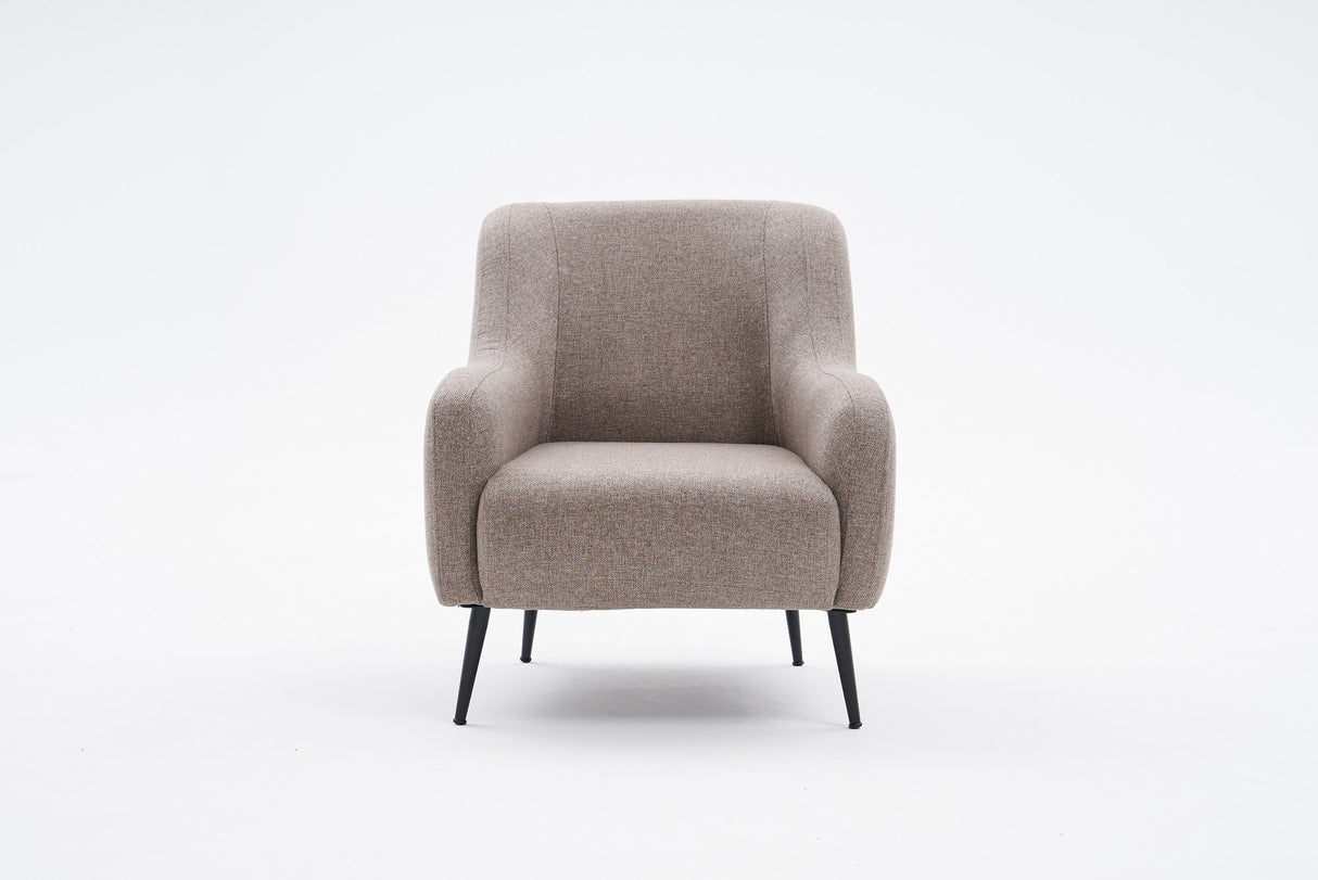 Sillón moderno tejido lino Taupe con pata alta Revos