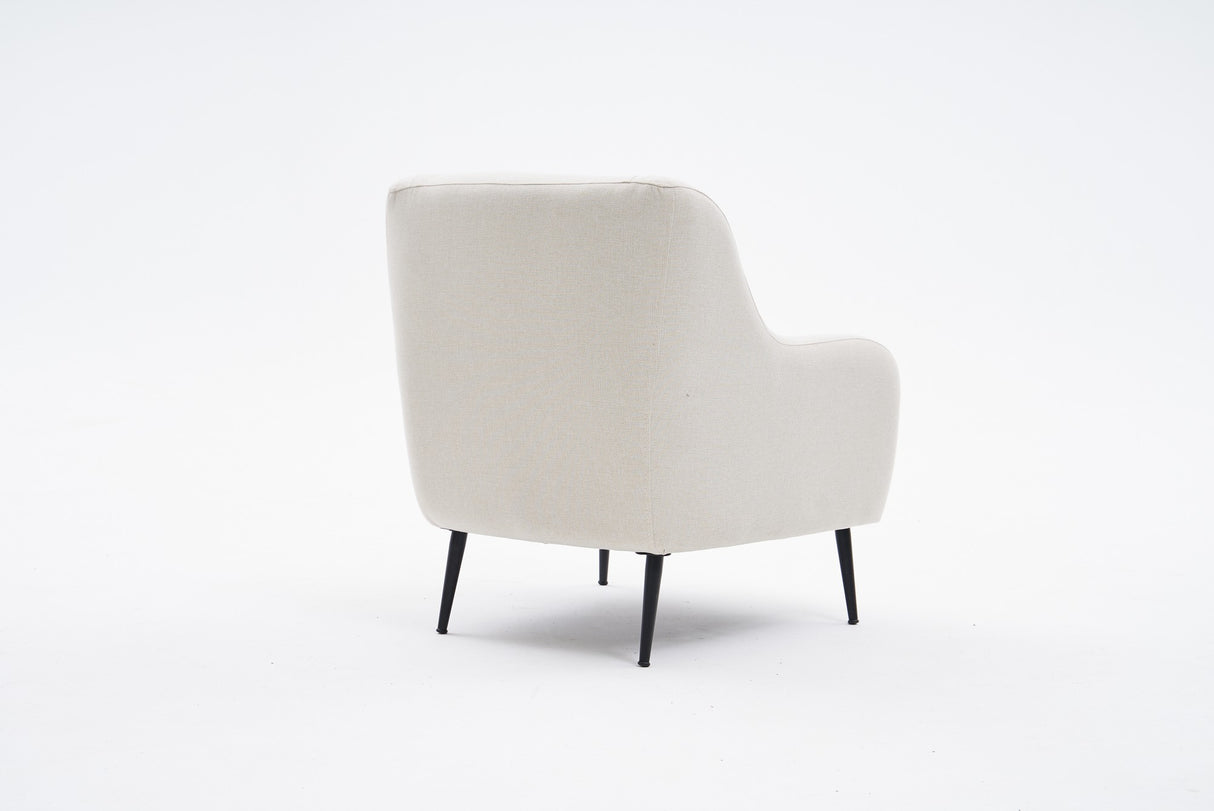 Sillón moderno tejido de lino beige con pata alta Revos