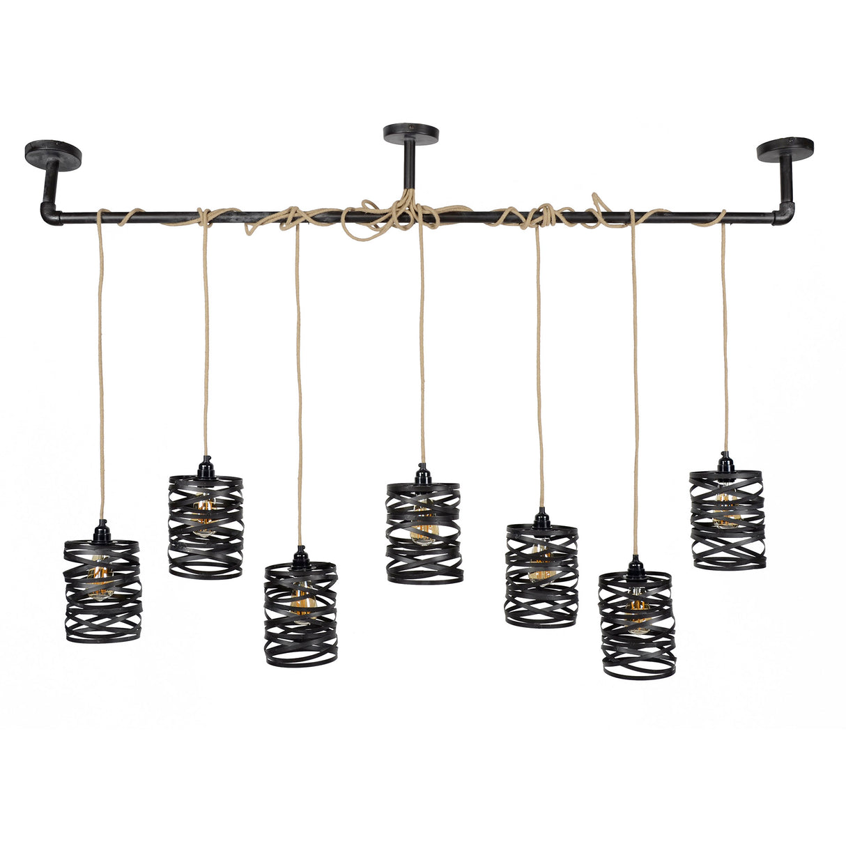 Lámpara de colgación industrial Twist Metal 7 luces