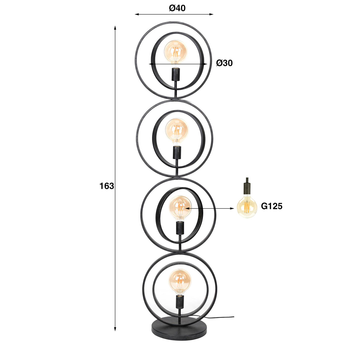 Vloerlampen - Industriële vloerlamp Otan metaal 4 - lichts - Dimehouse