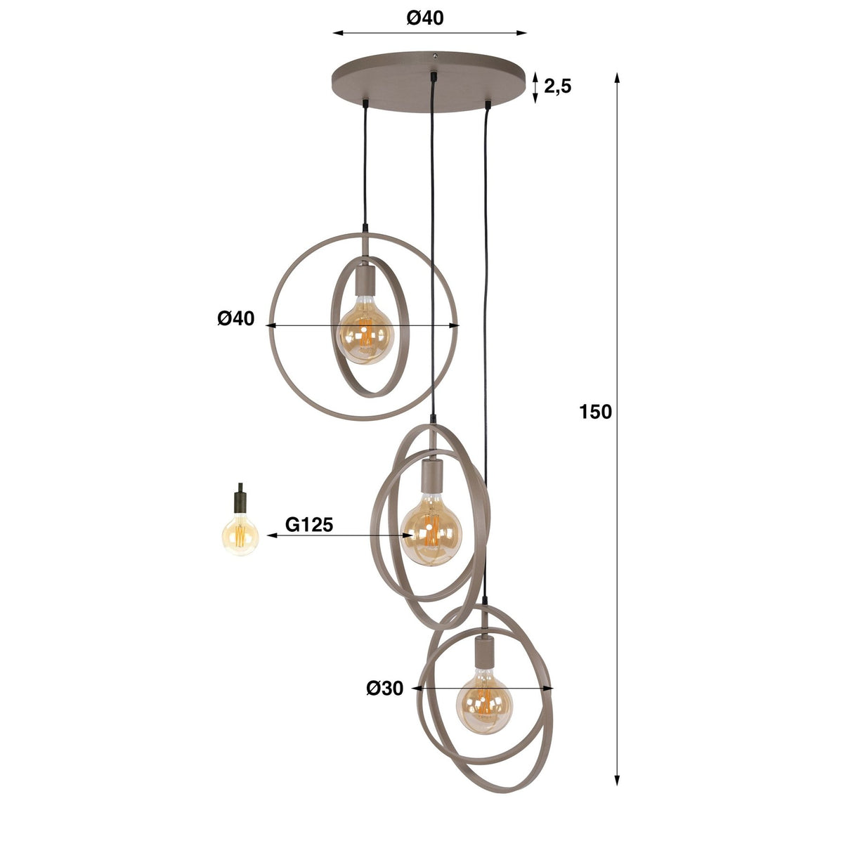 Hanglampen - Moderne Hanglamp Beige Otan getrapt 3 - lichts - Dimehouse