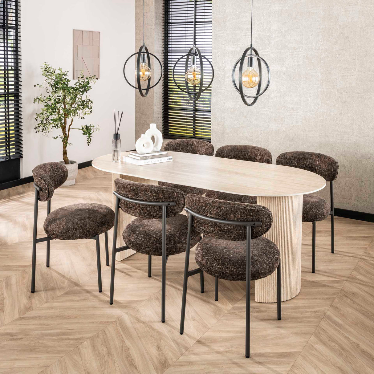 Hanglampen - Hanglamp Industrieel - zwart - rond metaal - Otan 3 - lichts - Dimehouse