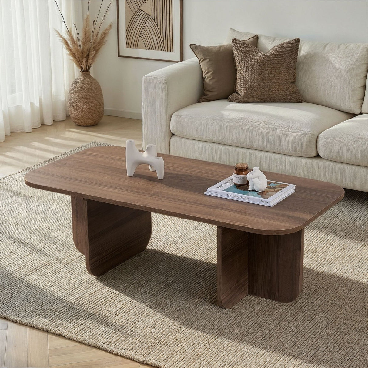 Mesa de centro Akira aspecto nogal 120 x 60 cm madera revestida de melamina