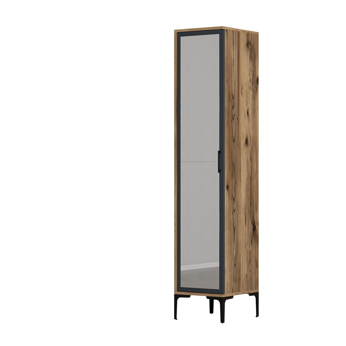 Kledingkasten - Kledingkast Kumual R Walnoot Antraciet Melamine 40x47,5x201,4 cm - Dimehouse