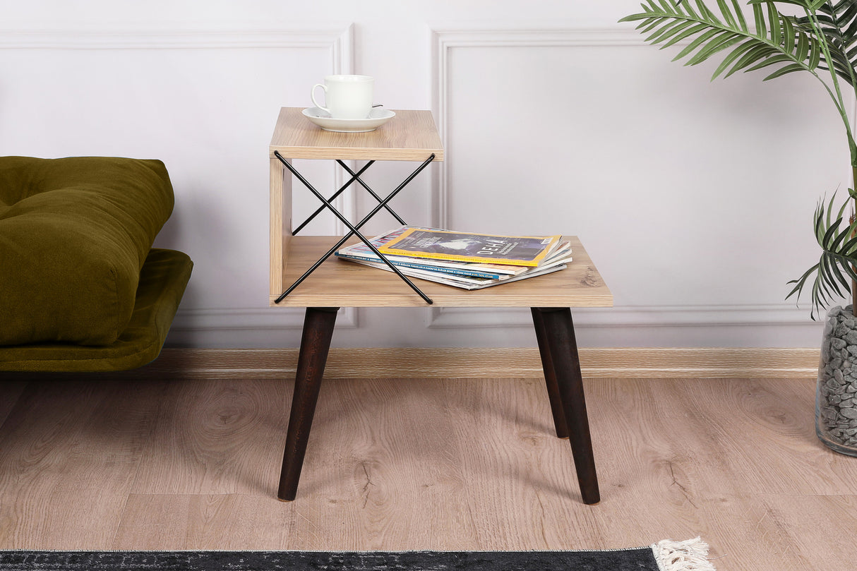 Nachtkastjes - Nachtkastje Cross Eik Melamine 50x55x40 cm - Dimehouse
