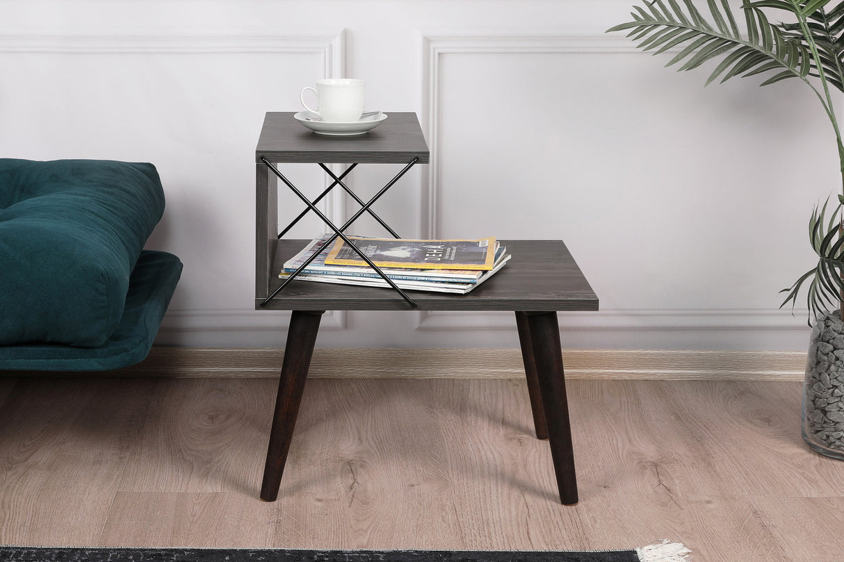 Nachtkastjes - Nachtkastje Cross Donkerbruin Melamine 50x55x40 cm - Dimehouse
