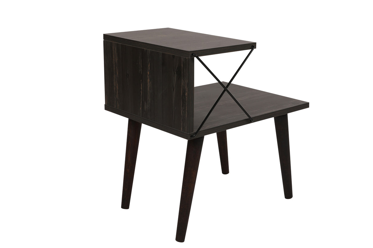 Nachtkastjes - Nachtkastje Cross Donkerbruin Melamine 50x55x40 cm - Dimehouse