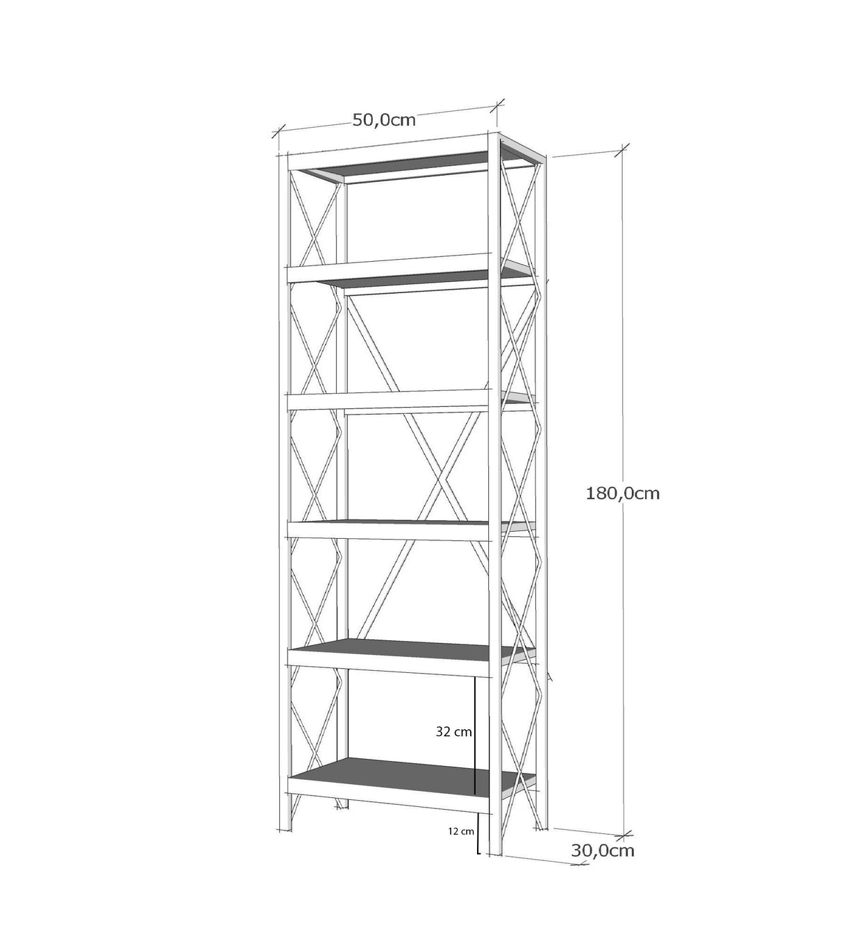 Boekenkasten - Boekenkast Suadiye Atlantisch Dennenhout Zwart Melamine 50x180x30 cm - Dimehouse