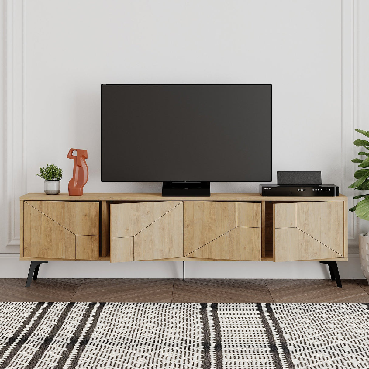 TV Meubels - TV Meubel Dune Eik Melamine 180x50x29,6 cm - Dimehouse
