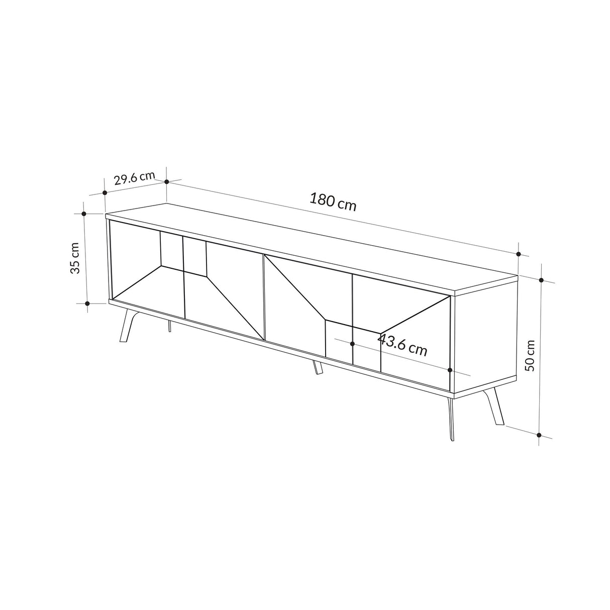 TV Meubels - TV Meubel Dune Eik Melamine 180x50x29,6 cm - Dimehouse