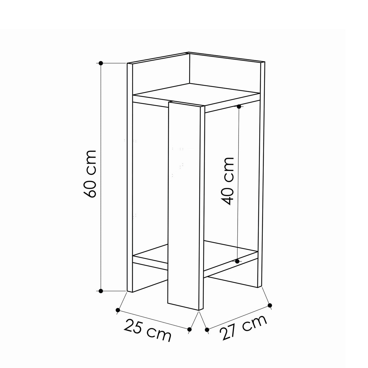 Nachtkastjes - Nachtkastje Rechts Elos Eik Antraciet Melamine 25x60x27 cm - Dimehouse